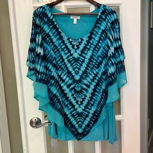 Dress Barn top. Size 3x Teal tie dye print